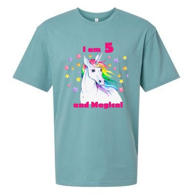 5 Year Old Birthday Number Unicorn Magical T Sueded Cloud Jersey T-Shirt