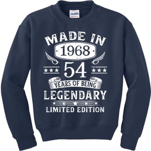 54 Years Old Made In 1968 Shirt 54th Birthday Gift Kids Sweatshirt