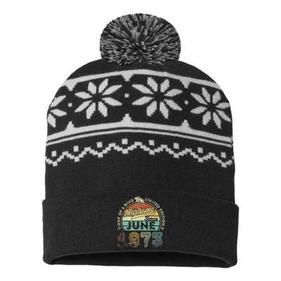 50 Year Old Awesome Since June 1973 50th Birthday USA-Made Snowflake Beanie