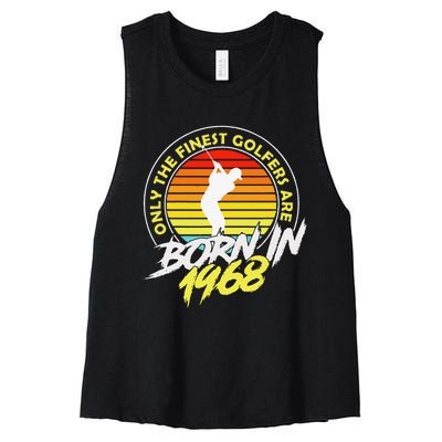 55 Year Old Golfer. Born In 1968 55th Birthday Golf Women's Racerback Cropped Tank