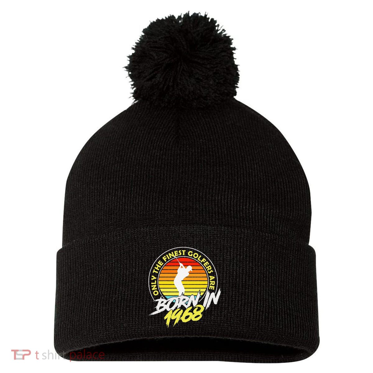 55 Year Old Golfer. Born In 1968 55th Birthday Golf Pom Pom 12in Knit Beanie