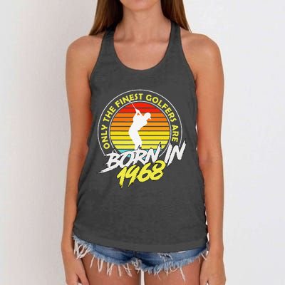 55 Year Old Golfer. Born In 1968 55th Birthday Golf Women's Knotted Racerback Tank