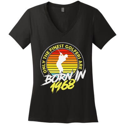 55 Year Old Golfer. Born In 1968 55th Birthday Golf Women's V-Neck T-Shirt