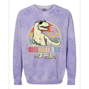 5 Year Old  5th Birthday  T Rex Dinosaur Colorblast Crewneck Sweatshirt