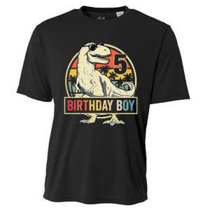 5 Year Old  5th Birthday  T Rex Dinosaur Cooling Performance Crew T-Shirt