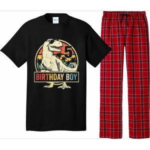 5 Year Old  5th Birthday  T Rex Dinosaur Pajama Set