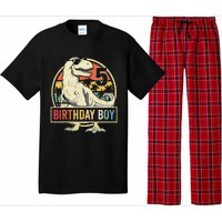 5 Year Old  5th Birthday  T Rex Dinosaur Pajama Set