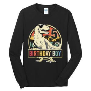 5 Year Old  5th Birthday  T Rex Dinosaur Tall Long Sleeve T-Shirt