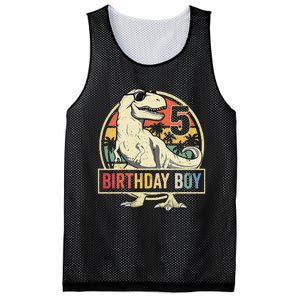 5 Year Old  5th Birthday  T Rex Dinosaur Mesh Reversible Basketball Jersey Tank