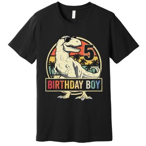 5 Year Old  5th Birthday  T Rex Dinosaur Premium T-Shirt