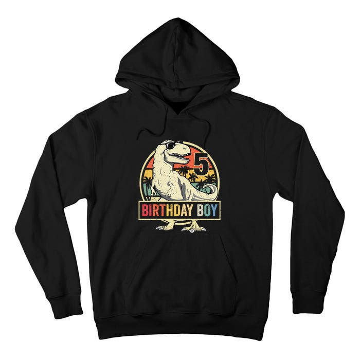 5 Year Old  5th Birthday  T Rex Dinosaur Tall Hoodie