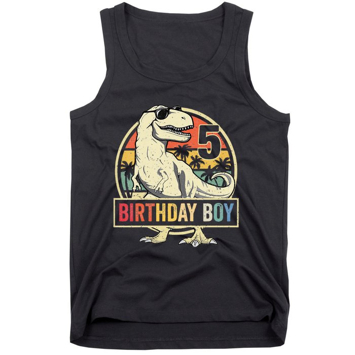 5 Year Old  5th Birthday  T Rex Dinosaur Tank Top