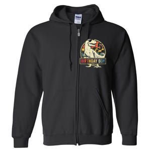 5 Year Old  5th Birthday  T Rex Dinosaur Full Zip Hoodie