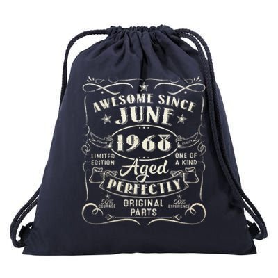 55 Year Old Awesome Since June 1968 55th Birthday (1) Drawstring Bag