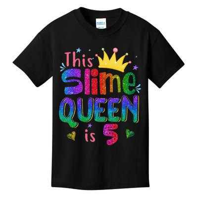 5 Year Old Gift This Slime Queen Is 5th Birthday N Kids T-Shirt