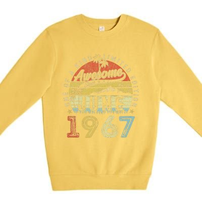 56 Year Old Awesome Since June 1967 56th Birthday Premium Crewneck Sweatshirt