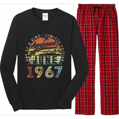 56 Year Old Awesome Since June 1967 56th Birthday Long Sleeve Pajama Set