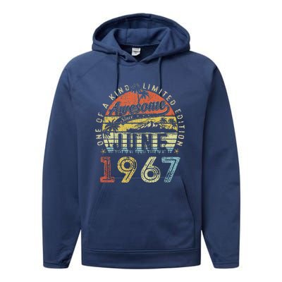 56 Year Old Awesome Since June 1967 56th Birthday Performance Fleece Hoodie