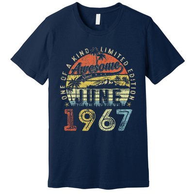 56 Year Old Awesome Since June 1967 56th Birthday Premium T-Shirt