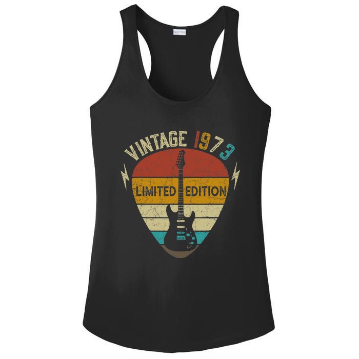 50 Years Old Gift Vintage 1973 Guitar Player 50th Birthday Ladies PosiCharge Competitor Racerback Tank