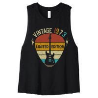 50 Years Old Gift Vintage 1973 Guitar Player 50th Birthday Women's Racerback Cropped Tank