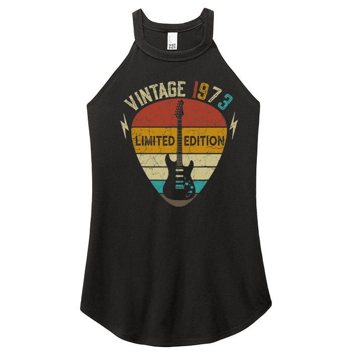 50 Years Old Gift Vintage 1973 Guitar Player 50th Birthday Women's Perfect Tri Rocker Tank