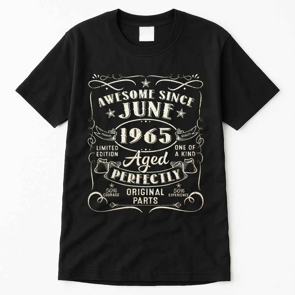 58 Year Old Awesome Since June 1965 58th Birthday Tall T-Shirt