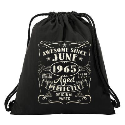 58 Year Old Awesome Since June 1965 58th Birthday Drawstring Bag