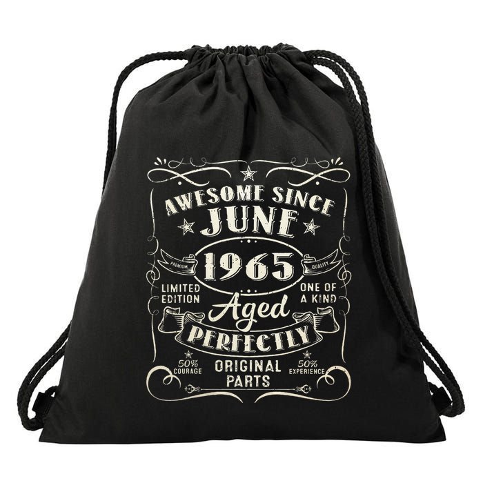 58 Year Old Awesome Since June 1965 58th Birthday Drawstring Bag