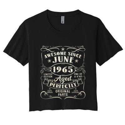 58 Year Old Awesome Since June 1965 58th Birthday Women's Crop Top Tee
