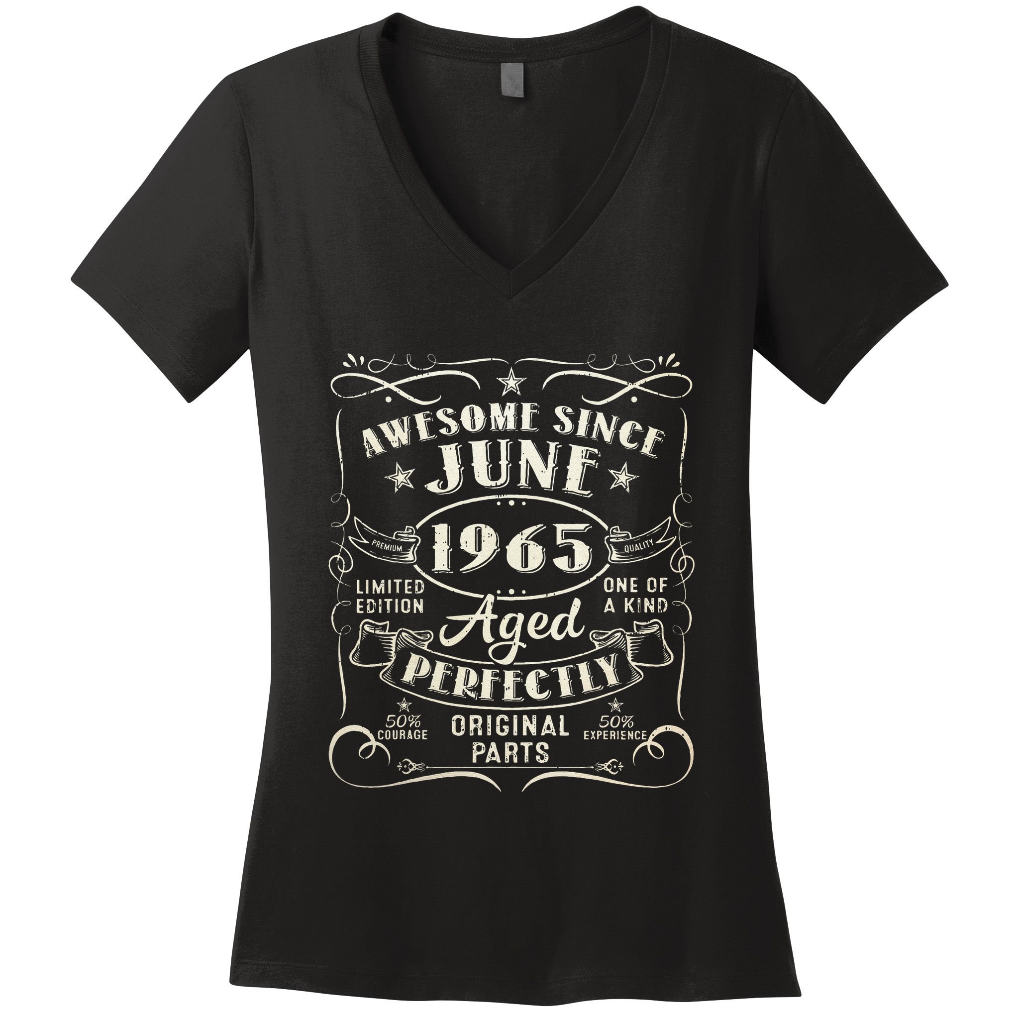 58 Year Old Awesome Since June 1965 58th Birthday Women's V-Neck T-Shirt