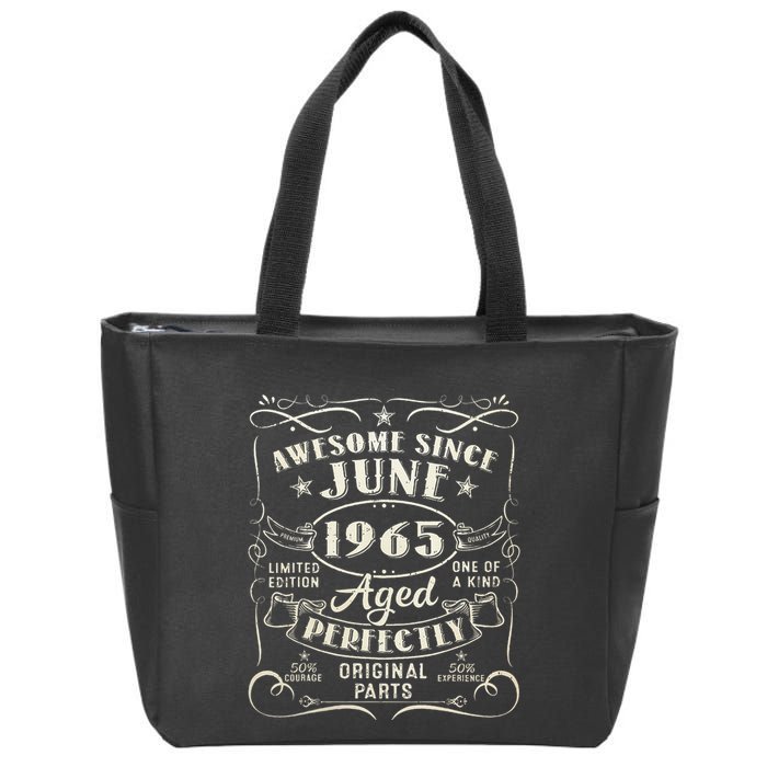 58 Year Old Awesome Since June 1965 58th Birthday Zip Tote Bag