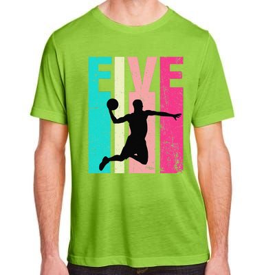 5 Years Old 5th Birthday Basketball Gift For Party Adult ChromaSoft Performance T-Shirt