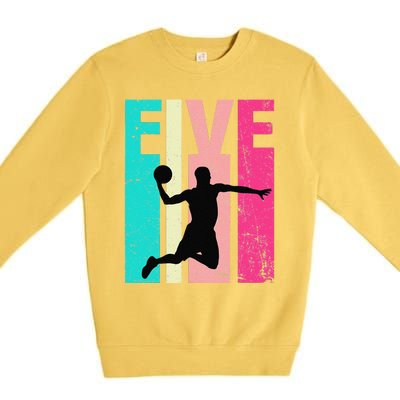 5 Years Old 5th Birthday Basketball Gift For Party Premium Crewneck Sweatshirt