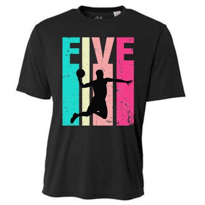 5 Years Old 5th Birthday Basketball Gift For Party Cooling Performance Crew T-Shirt