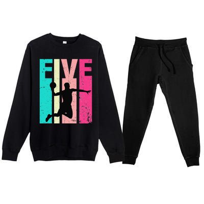 5 Years Old 5th Birthday Basketball Gift For Party Premium Crewneck Sweatsuit Set