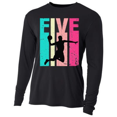 5 Years Old 5th Birthday Basketball Gift For Party Cooling Performance Long Sleeve Crew