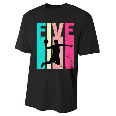 5 Years Old 5th Birthday Basketball Gift For Party Performance Sprint T-Shirt