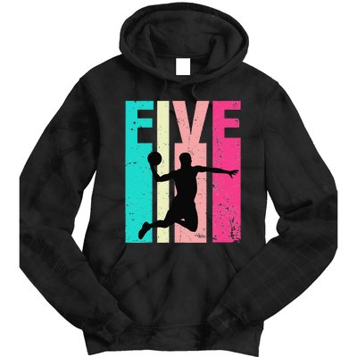 5 Years Old 5th Birthday Basketball Gift For Party Tie Dye Hoodie