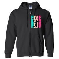 5 Years Old 5th Birthday Basketball Gift For Party Full Zip Hoodie