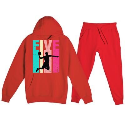 5 Years Old 5th Birthday Basketball Gift For Party Premium Hooded Sweatsuit Set