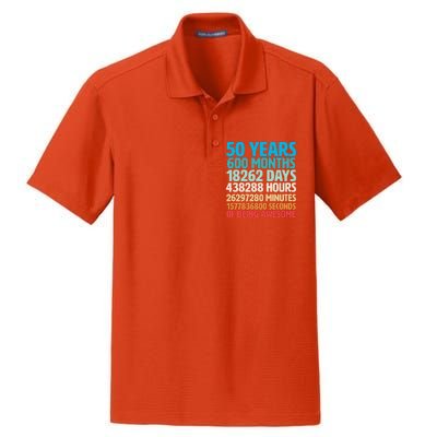 50 Years Of Being Awesome 50th Birthday Time Breakdown Dry Zone Grid Polo