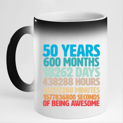 50 Years Of Being Awesome 50th Birthday Time Breakdown 11oz Black Color Changing Mug