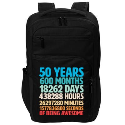 50 Years Of Being Awesome 50th Birthday Time Breakdown Impact Tech Backpack