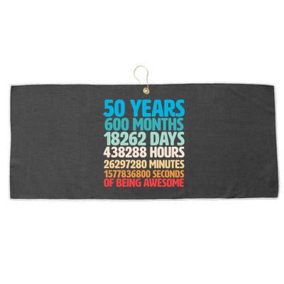 50 Years Of Being Awesome 50th Birthday Time Breakdown Large Microfiber Waffle Golf Towel