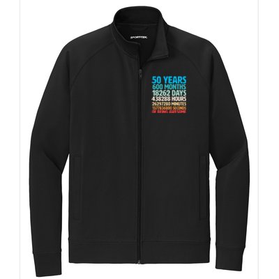 50 Years Of Being Awesome 50th Birthday Time Breakdown Stretch Full-Zip Cadet Jacket