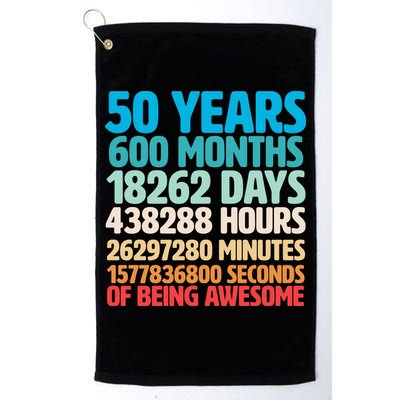 50 Years Of Being Awesome 50th Birthday Time Breakdown Golf Towel