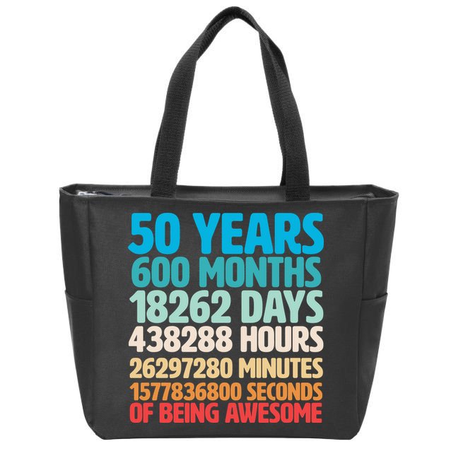 50 Years Of Being Awesome 50th Birthday Time Breakdown Zip Tote Bag