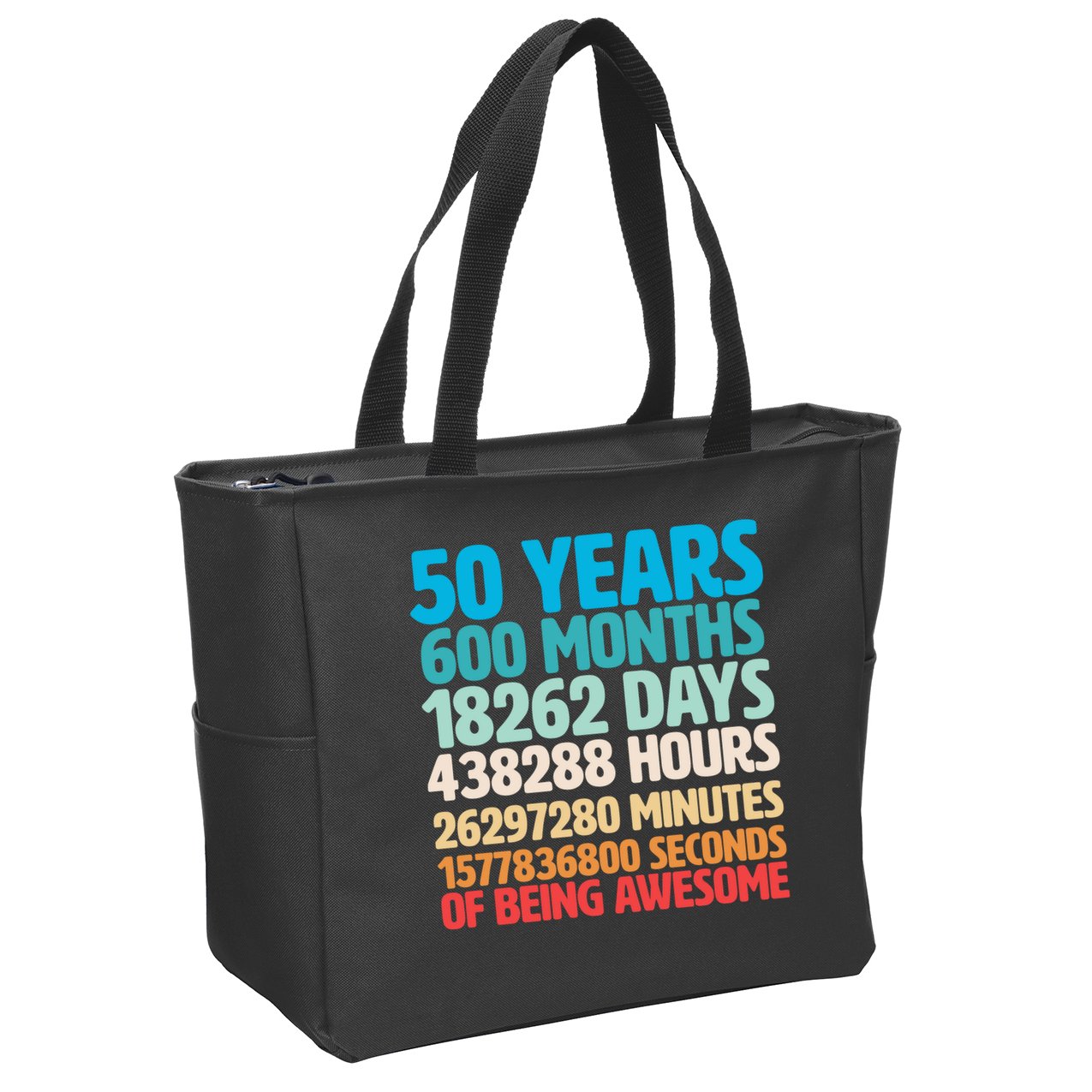 50 Years Of Being Awesome 50th Birthday Time Breakdown Zip Tote Bag