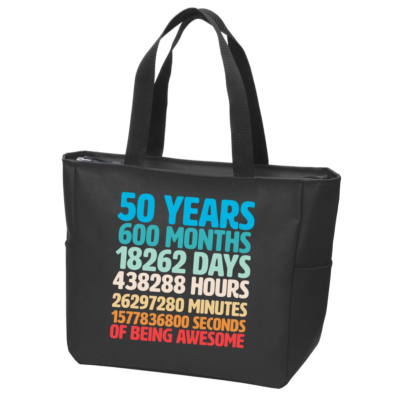50 Years Of Being Awesome 50th Birthday Time Breakdown Zip Tote Bag